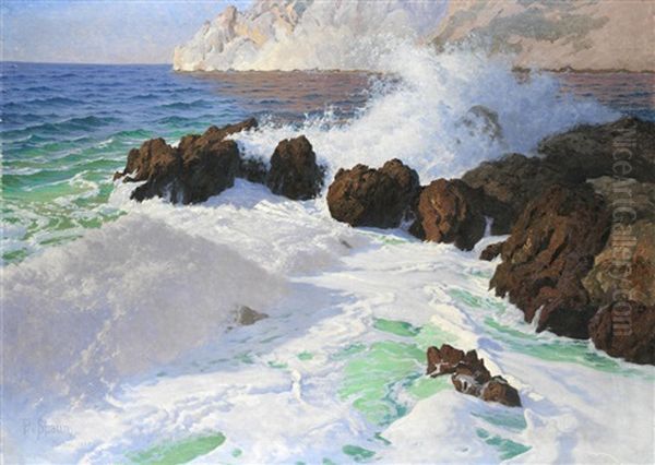 Waves Crashing On The Capri Coast - view 1