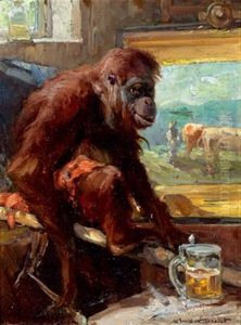 Orang Utan Als Maler by August Specht