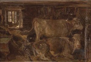 Im Kuhstall by August Specht