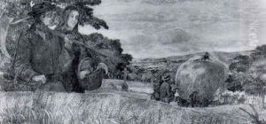 Bauern Mit Erntewagen by August Specht