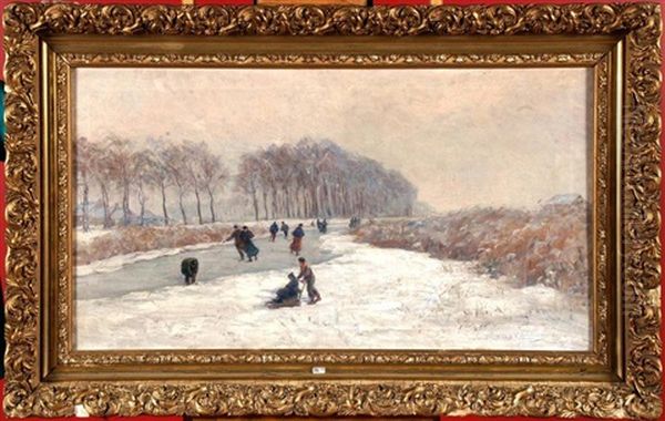 Paysage Enneige Aux Patineurs - view 1