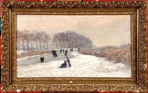 Paysage Enneige Aux Patineurs by Leopold Speeckaert