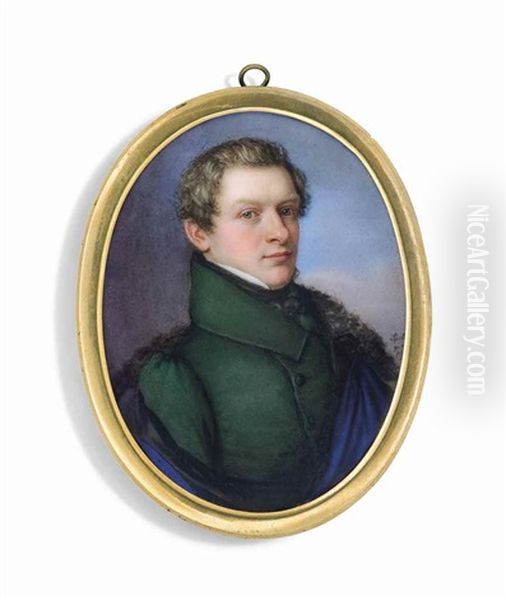A Young Gentleman In Green Coat; Sky Background - view 1