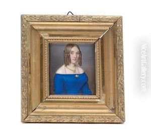 Eine Junge Dame In Blauem Kleid by Jacob Spelter