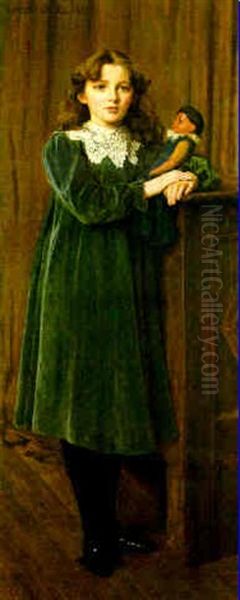 Portrait Of Miss Betty Neville, Standing With A Doll - view 1