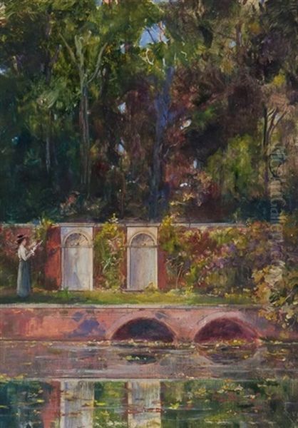 A Quiet Corner, Hampton Court Grounds (sketch) - view 1