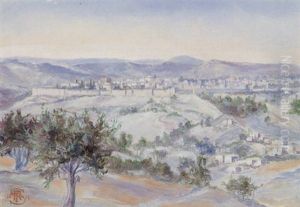 Panoramic View Of Jerusalem, East Side From The Lower Slopes Of Mount Scopus by Thomas Ralph Spence