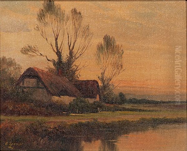 Countryside River Bank Landscape (2 Works) - view 1