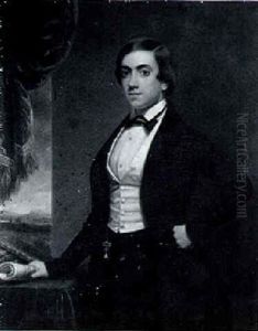 Portrait Of A Young Gentleman Holding Sheet Music And Standing By A Window by Frederick Randolph Spencer