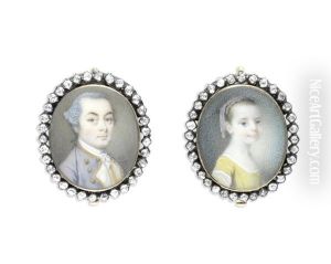 A Portrait Miniature Of Robert Harland, And An Unsigned Portrait Miniature Of His Infant Daughter, Frances (pair) by Gervase Spencer