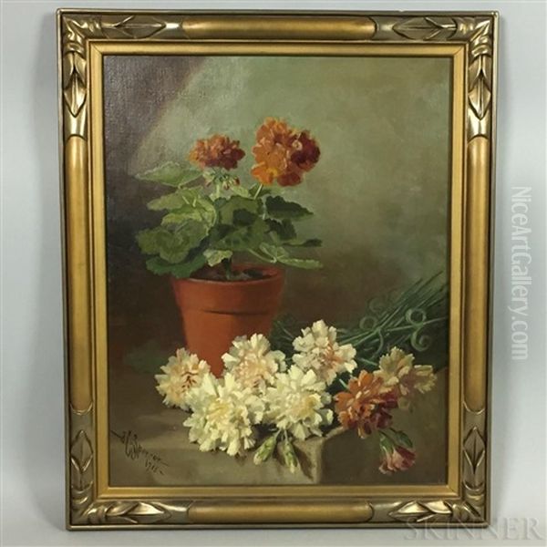 Geranium And Carnations - view 1