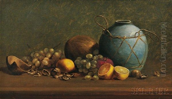 Still Life With Fruit And Blue Earthenware Jug - view 1