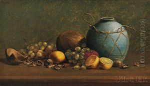 Still Life With Fruit And Blue Earthenware Jug by John Clinton Spencer