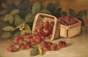 Still Life With Baskets Of Strawberries by John Clinton Spencer
