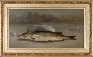 Ice Fishing Scene, Fresh Pike by John Clinton Spencer