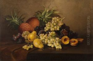 Still Life Of Pineapples, Peaches, Grapes, Pears by John Clinton Spencer