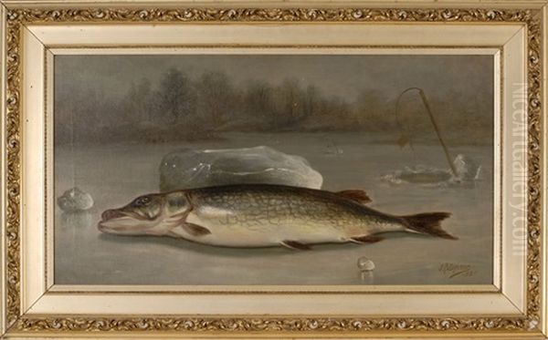 Ice Fishing Scene With A Pike - view 1