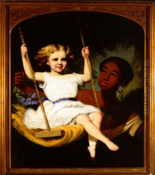 A Girl On A Swing With An Attendant - view 1