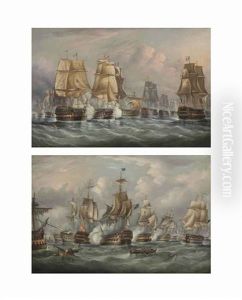 The Battle Of Trafalgar - H.m.s. Victory Breaking Through...(+ H.m.s. Victory Bringing The Body Of Lord Nelson Back To Gibraltar; Pair) The Battle Of Trafalgar - H.m.s. Victory Breaking Through...(+ H.m.s. Victory Bringing The Body Of Lord Nelson Back To Gibraltar; Pair)