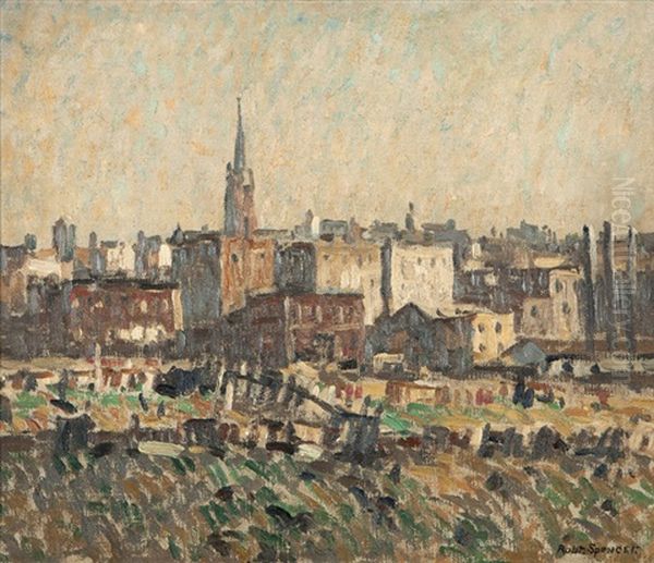 Note Of The City, No 2, City View With Church Spire - view 1