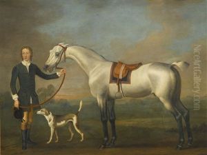 A Gray Hunter Held By A Groom by Thomas Spencer
