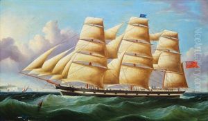 The Four-master George Town At Sea Under Full Sail by William Barnett Spencer