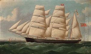 The Three-masted Barque "north Wind" Passing Dungeness Under Full Sail