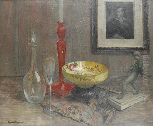 Still Life With Bowl And Red Candlestick - view 1