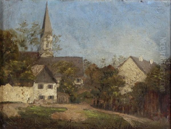 Hauser Und Garten Am Dorfrand Mit Blick Auf Den Kirchturm - view 1