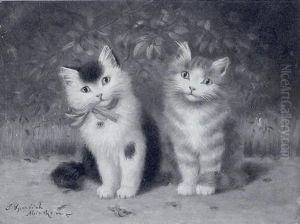 Zwei Kleine Katzen Auf Einem Parkweg by Josef Sperlich