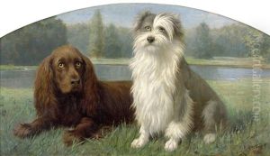 Zwei Freunde - Irischer Setter Und Terrier