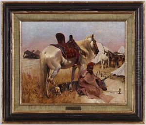 Cavalier Arabe Et Son Cheval Au Camp by Christian Speyer