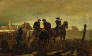 Preussische Soldaten Zu Pferde Vor Einer Festung by Christian Speyer