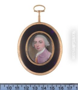 A Gentleman, Wearing Mauve Coat, Pink Waistcoat With Gold Brocade, White Cravat And Stock, His Powdered Wig, Worn En Queue And Tied With A Bow by Henry Spicer