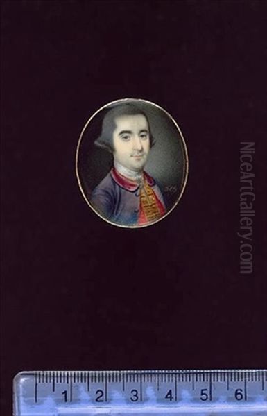 A Gentleman, Wearing Mauve Coat With Cherry Red Collar, Crimson Waistcoat With Gold Trim, White Lace Cravat And Powdered Wig - view 1
