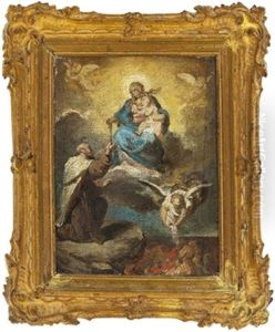 Maria Reicht Einem Heiligen Den Rosenkranz by Franz Joseph Spiegler