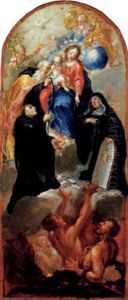 Maria Mit Drei Heiligen Als Retterin Der Armen Seelen Im Fegefeuer