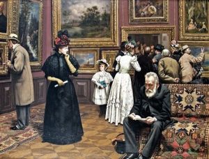 Sensation At The Art Gallery by Carl Johann Spielter
