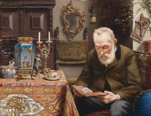 Lesender In Antiquitaten Interieur