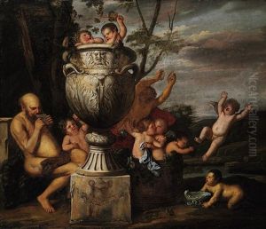 A Bacchanalian Scene With Pan An Putti Pressing Grapes - An Allegory Of Autumn