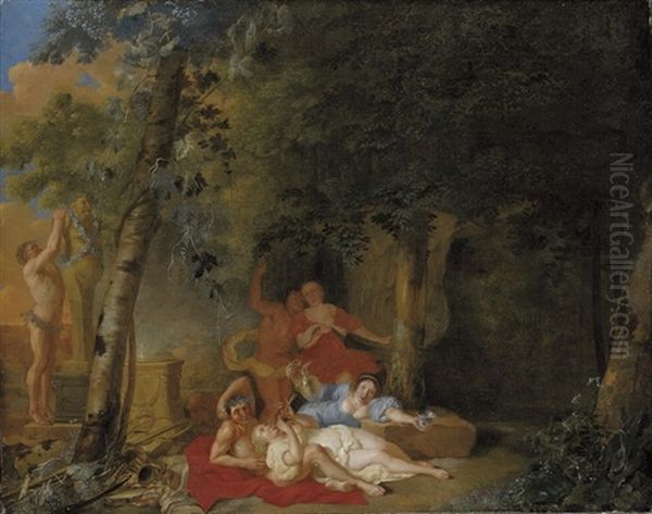 A Wooded Landscape With Amorous Couples Making Music Before A Herm Of Bacchus - view 1