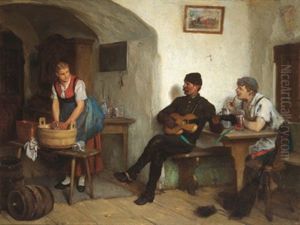 Der Schornsteinfeger In Der Gaststube by August Spiess