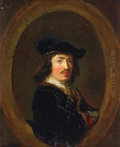 Portrait Of A Gentleman, Half-length, In Black Costume, Within A Painted Oval