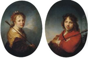 An Arcadian Portrait Of A Girl Wearing Flowers In Her Hair by Johann Spilberg the Younger