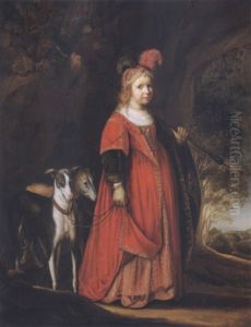 Portrait Of A Girl As A Huntress With Her Two Dogs