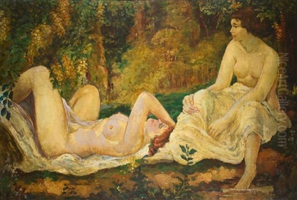 Wooded Landscape With Two Female Nudes - view 1