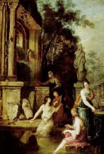 Badende Frauen Vor Ruinen by Johann Spillenberger