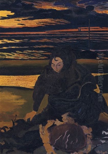 Femme De Pecheur Avec Un Crabe Geant - view 1