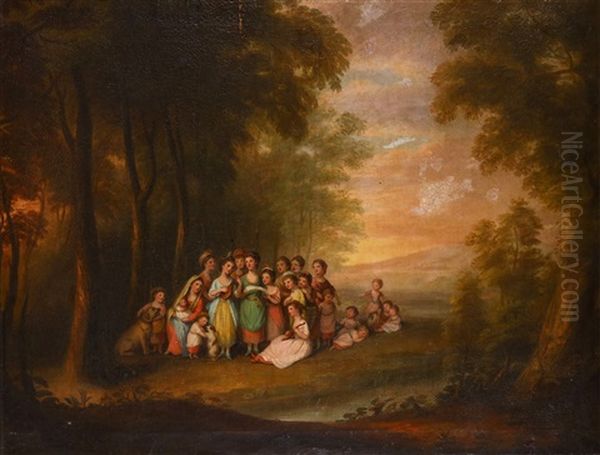 Children Singing In A Wooded Clearing - view 1