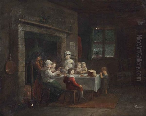 A Family At A Dining Table In An Interior - view 1